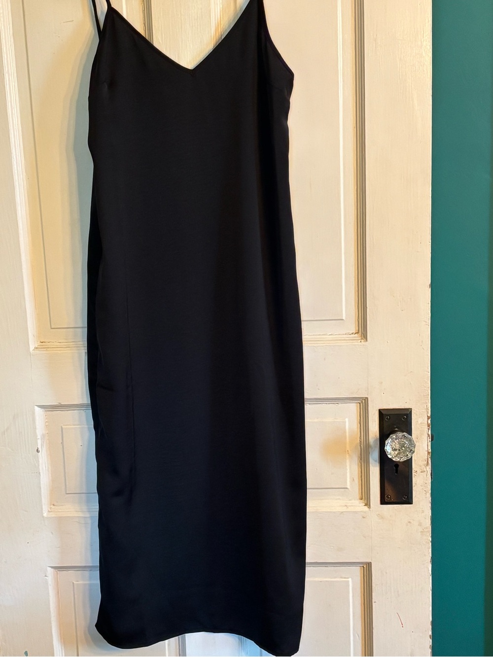 Classic Black Slip Dress with V-Neck